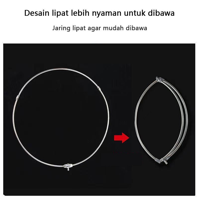 Serokan ikan Lipat Jaring Bulat dan Segitiga Telescopic Net Besi tahan karat 4m 5m 6m