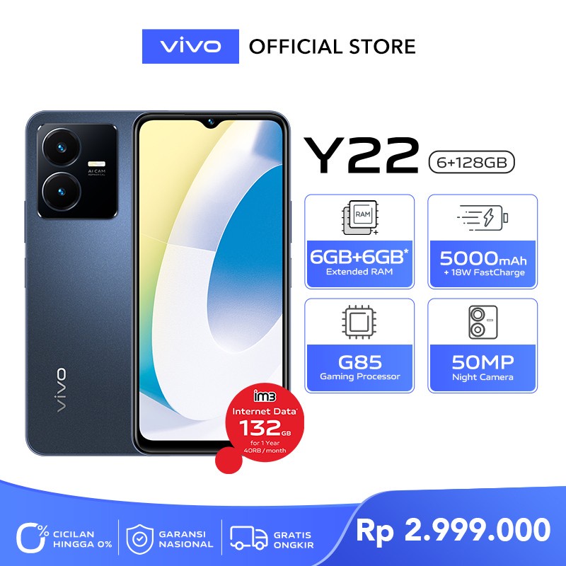 vivo Y22 (6/128) - Helio G85, 50MP Camera, Splash Waterproof