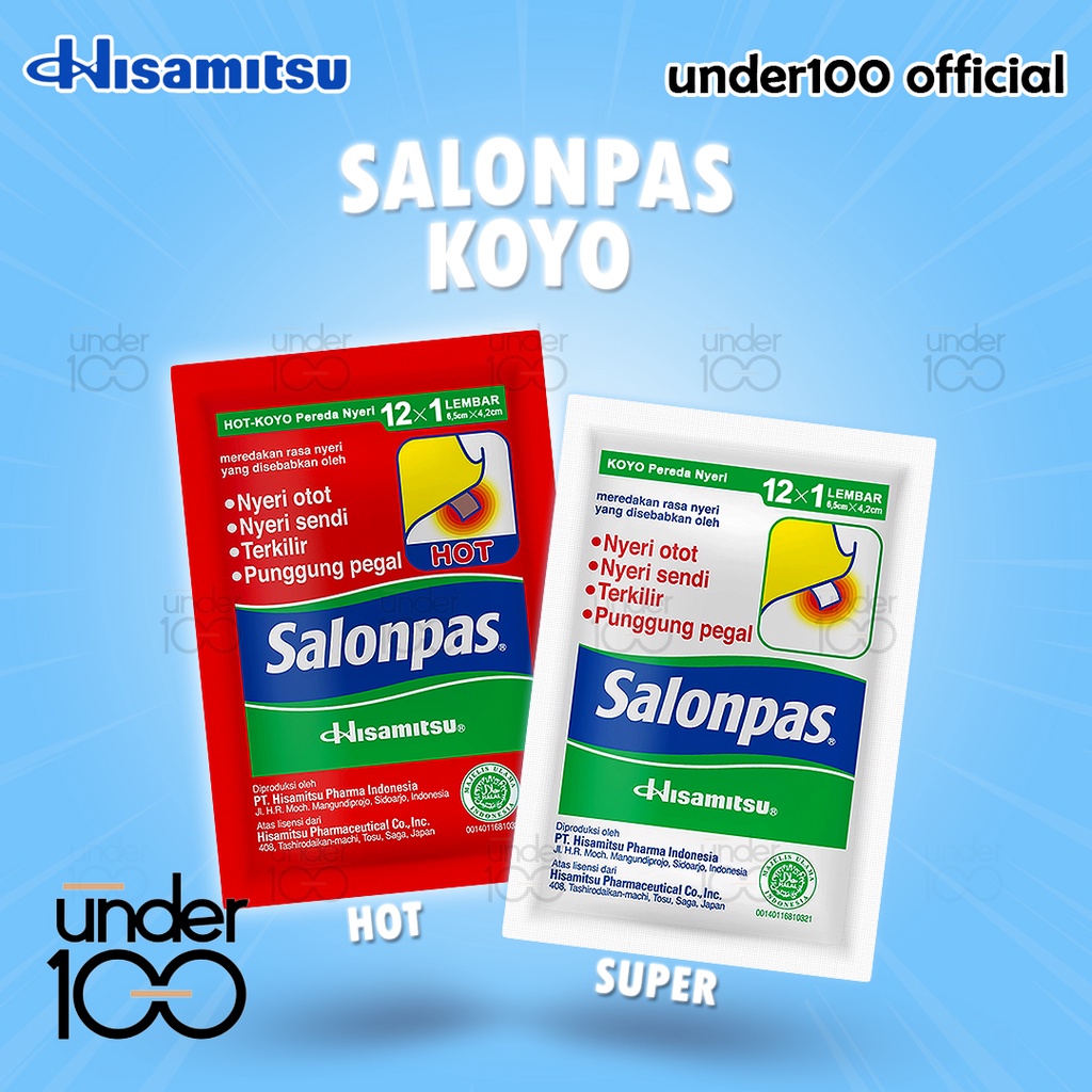 ❤ Under100 ❤ Salonpas Koyo Pereda Nyeri Sachet Original (Biru) | Hot (Merah) | Extra Hot (Hitam) | HALAL BPOM