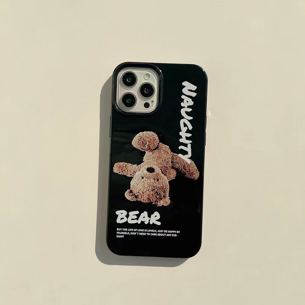 IPHONE Ins Motif Teddy Bear Cocok Untuk Iphone14 14pro 14plus 13 13mini 13pro 13prm iPhone12 7Plus 8Plus Xr XS 13 12mini Pro Max Empat Sudut Casing Ponsel Tahan Guncangan