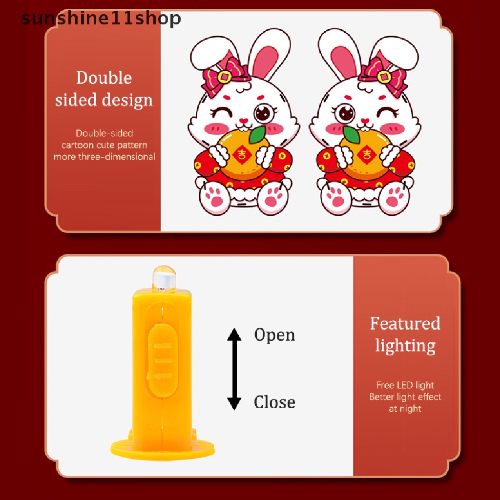 Sho 1Set 2023tahun Kelinci DIY Lentera Gantung DIY Handmade Paper Lantern Paket Bahan Lentera Festival Kelinci Lucu Glowing Perlengkapan Dekorasi N