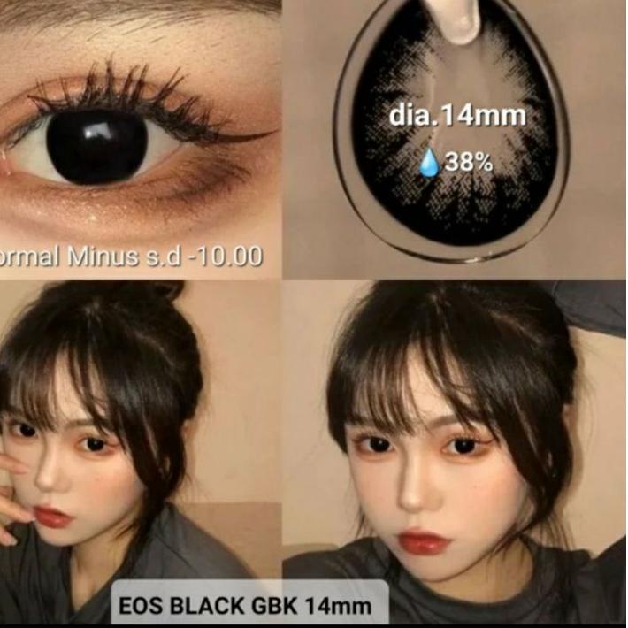 ➭ SOFTLENS EOS BLACK HITAM GBK Dia.14mm NORMAL MINUS SOFTLENS HITAM NATURAL ☪