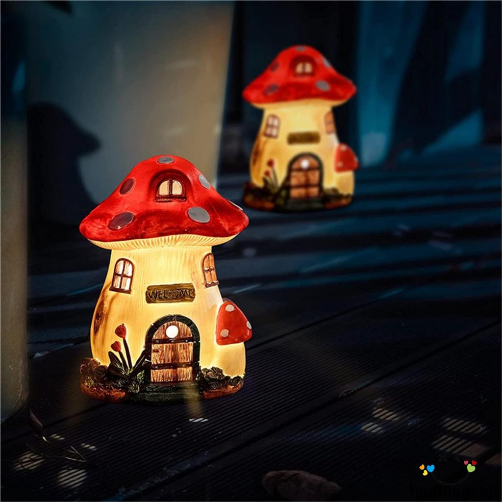 Llx-cartoon Mushroom Elf Yard Light Outdoor Taman Energi Surya Lampu Hias