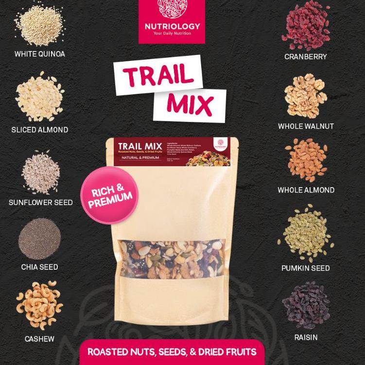 

DISKON BRANDS FESTIVAL Trail Mix Nutriology 500GR - Roasted Nuts, Seeds, & Dried Fruits (Premium) 