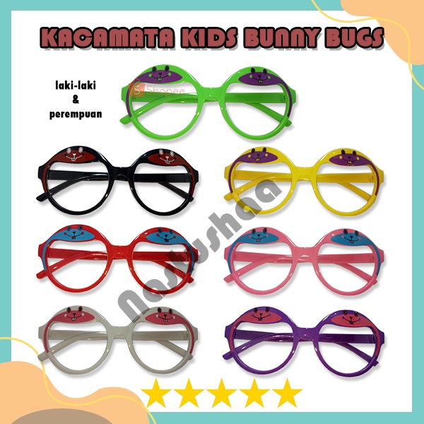 Kacamata Anak Bingkai Bulat Bunny Bugs Kacamata Fashion Gaya Lensa Transparan Anak Laki-Laki dan Perempuan Karakter Lucu NOCASE