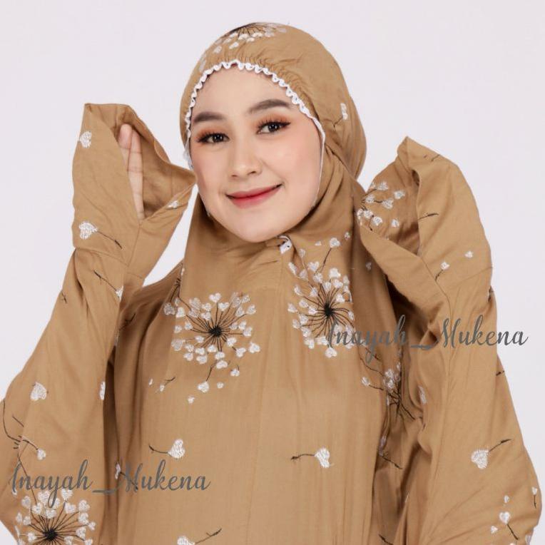HARGA BERSAHABAT Mukena Terusan Dewasa Bordir Bunga Sakura Inayah