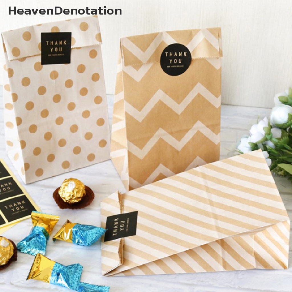 [HeavenDenotation] 10pcs Kraft Paper Bag Biskuit Permen Makanan Cookie Snack Baking Tread Bags HDV