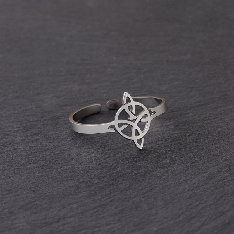 Ireland Celtic Knot Rings Alloy Adjustable Rings Untuk Wanita Cross Wiccan Protection Amulet Ring Jewelry