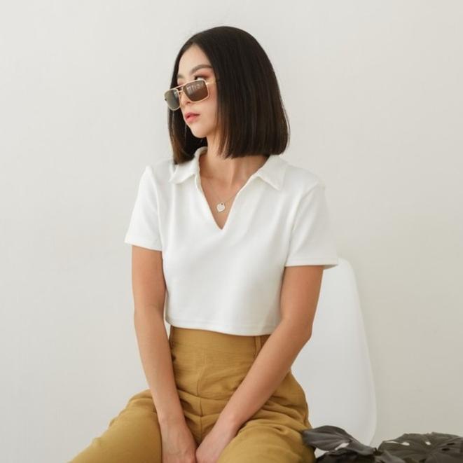 CHEKOUT [TAVIA] JIRO KNIT POLO / BAJU CROP WANITA / KAOS CROP WANITA
