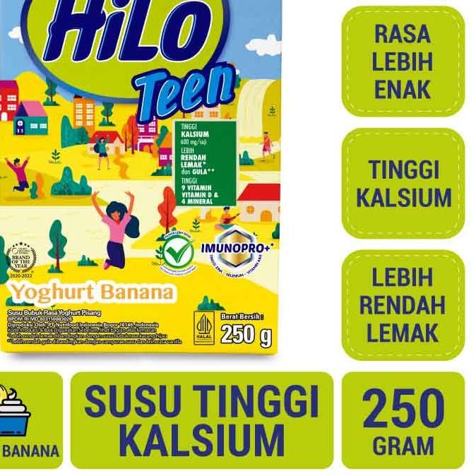 

➳ Hilo Teen Yoghurt Banana 250 gram - Susu Tinggi Kalsium Rendah Lemak ♦