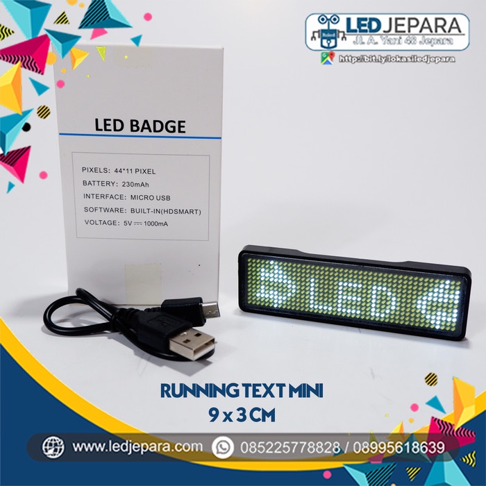

[[JNT COD]] Papan Nama LED BADGE Running Text Mini - Putih