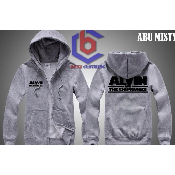 Jaket Hoodie Sweater Alvin And The Chipmunks Outerwear Pria Wanita Zipper Resleting Depan Polos Sabl