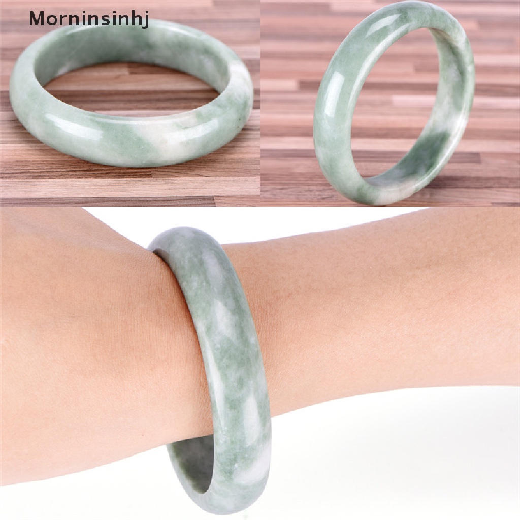 Mornin Gelang Bangle Permata Giok Hijau Alami Elegan Handmade Perhiasan Fashion id