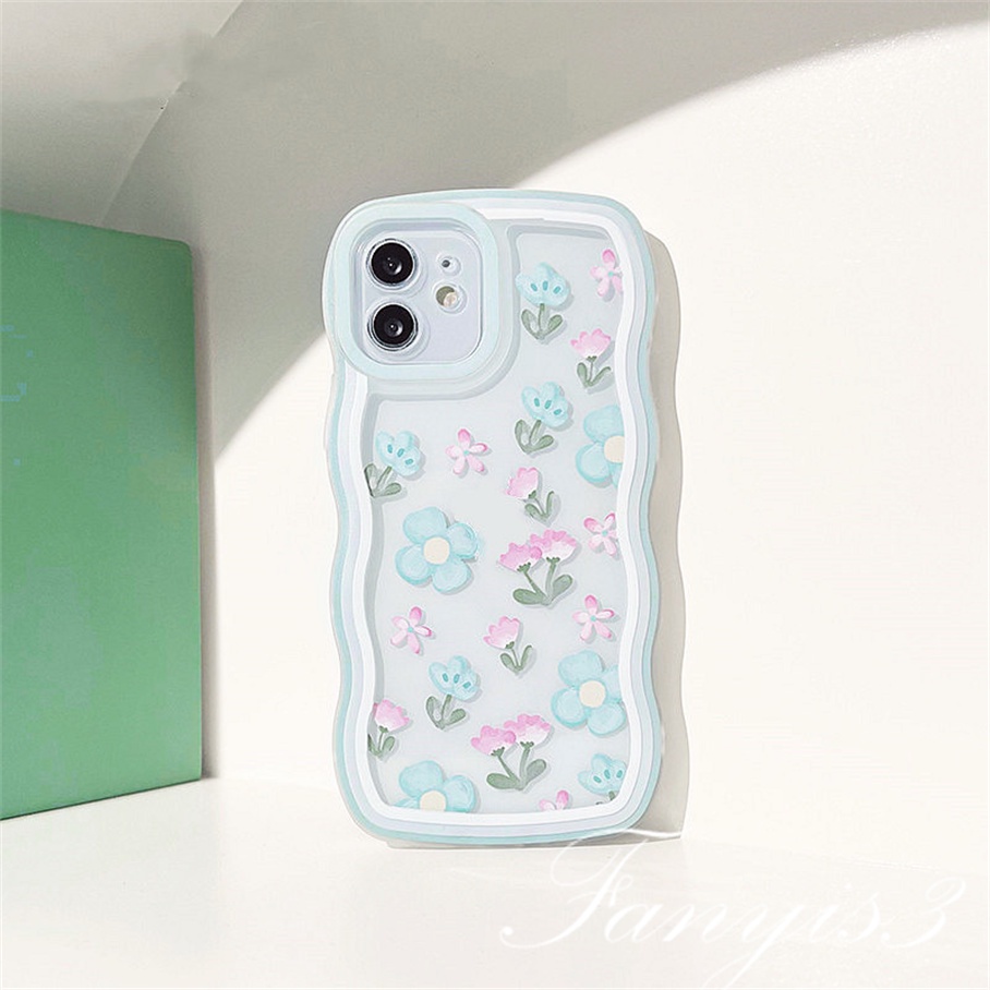 OPPO A78 A17 A77 A77s A57 A76 A96 A16 A16s A16k A15 A15s A54 A74 A55 A95 A94 A93 A53 A33 A32 A5 A9 2020 A3s A5s Reno 8T 7Z 7 6Pro 5 F11 F9Pro Soft Case Pelindung Motif Bunga Gelombang Untuk