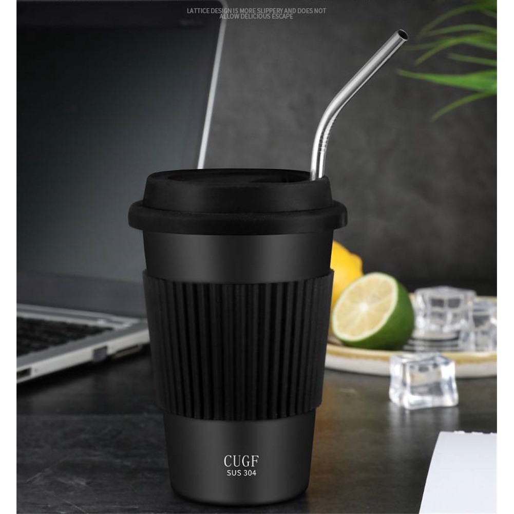 ღ 304 Stainless Steel Cangkir Logam Perjalanan Kopi Mug Vacuum Insulated Water Glass Anti-Fall Air Botol Air Dingin minuman Cup Rumah Kantor Sekolah Hadiah