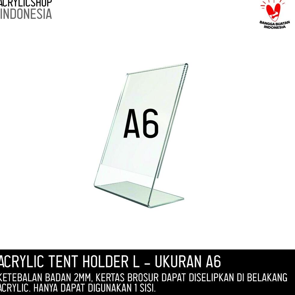 

K79 Akrilik Tempat Brosur A6 / Acrylic Tent Card Holder Stand 2 sisi A6 Type L PROMO SPESIAL ヿ