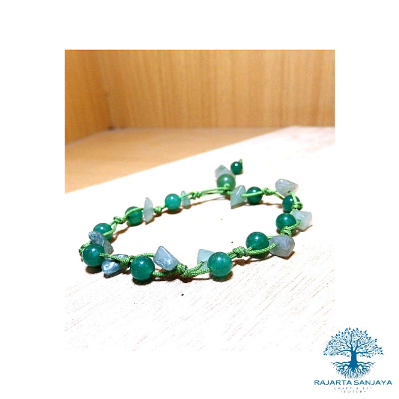 Gelang Handmade Rajarta Kaki Tangan Kenyamanan Batu Giok Aventurine Hijau Muda