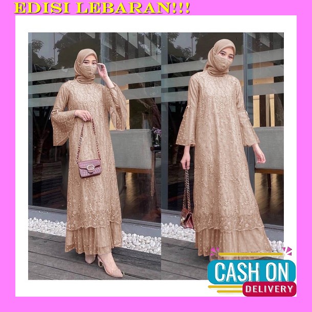 Gamis Terbaru 2023 Lebaran Wanita ⭐️ Olivara Dress Nagita Kerut Serut Pinggang Polos Ld 110 Fit S Xl