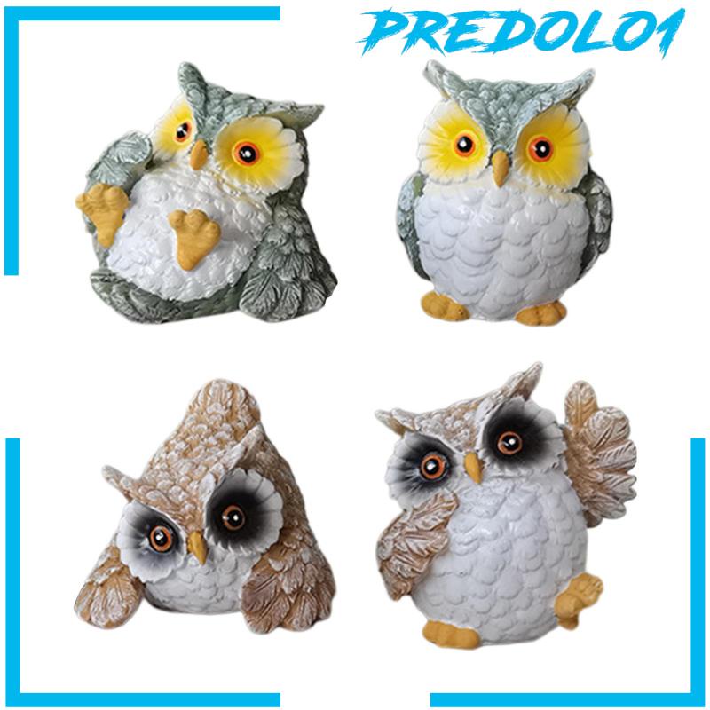 [Predolo1] 4pcs Patung Burung Hantu Resin Patung Hias Realistis Untuk Ornamen Rumah