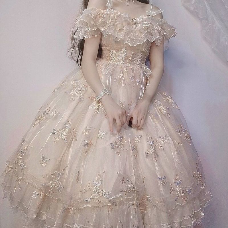 [MikanHiro Store] Flower god Flora lolita skirt embroidery summer Lolita flower wedding dress gorgeous and sweet JSK dress