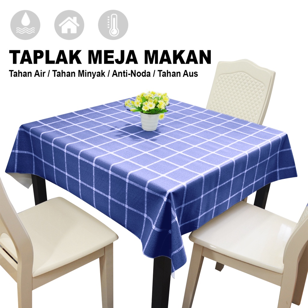 Taplak Meja Makan Motif Kotak Warna Ukuran 152x120cm Bahan PEVA Tebal Premium Kualitas Perlengkapan Rumah Tangga Import Terbaru - D10-3A - Lucky Star