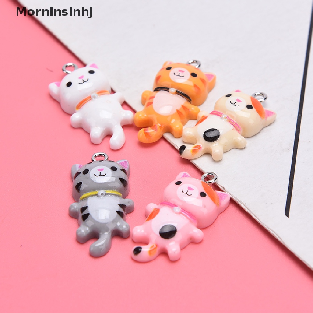 Mornin 10Pcs Resin Kucing Hewan Lucu Ch Liontin DIY Membuat Anting Perhiasan Craft id