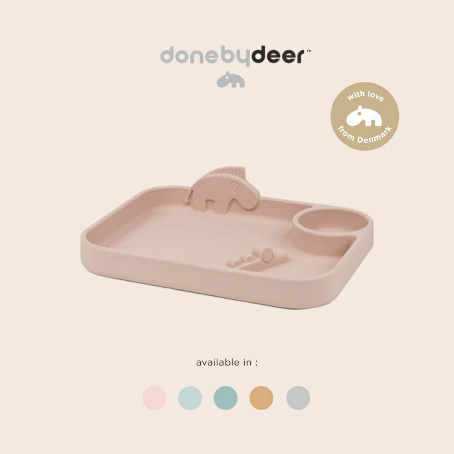 Done By Deer Peekaboo Compartment Plate Deer friends - Piring Anak