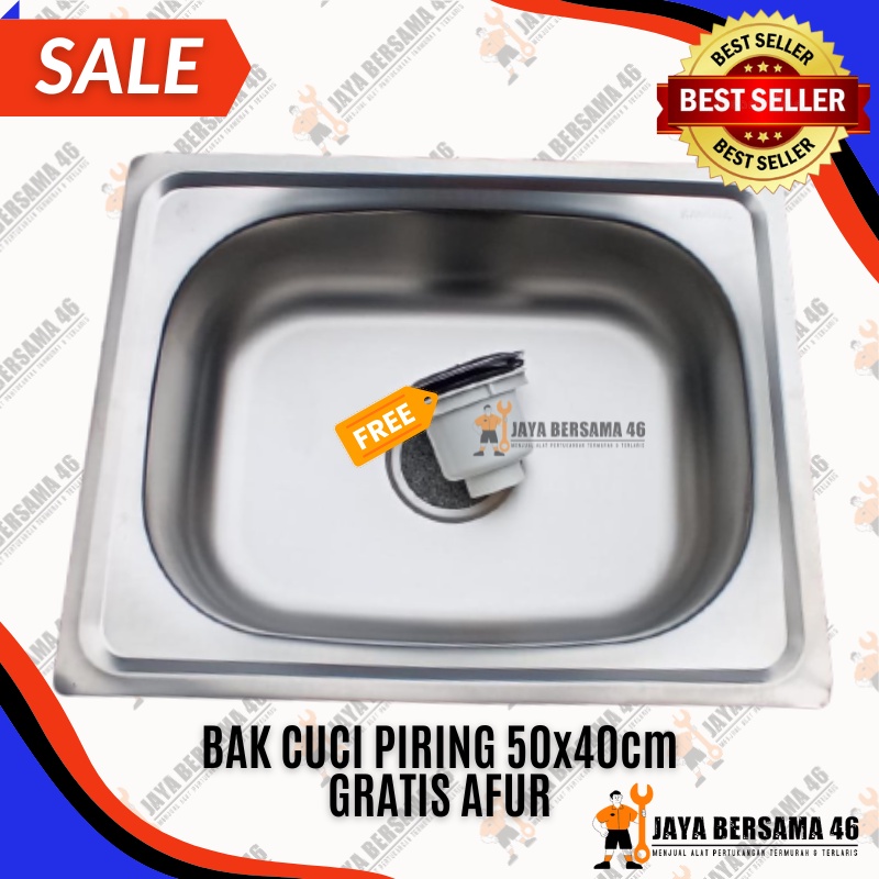 PROMO!!! BAK CUCI PIRING SINGLE 1 LUBANG 50x40CM / WASTAFEL STAINLESS 1 LUBANG / WASTAFEL DAPUR / KITCHEN SINK PORTABLE / TEMPAT CUCI TANGAN / WASTAFEL SINK / WASTAFEL CUCI PIRING / GRATIS AFUR