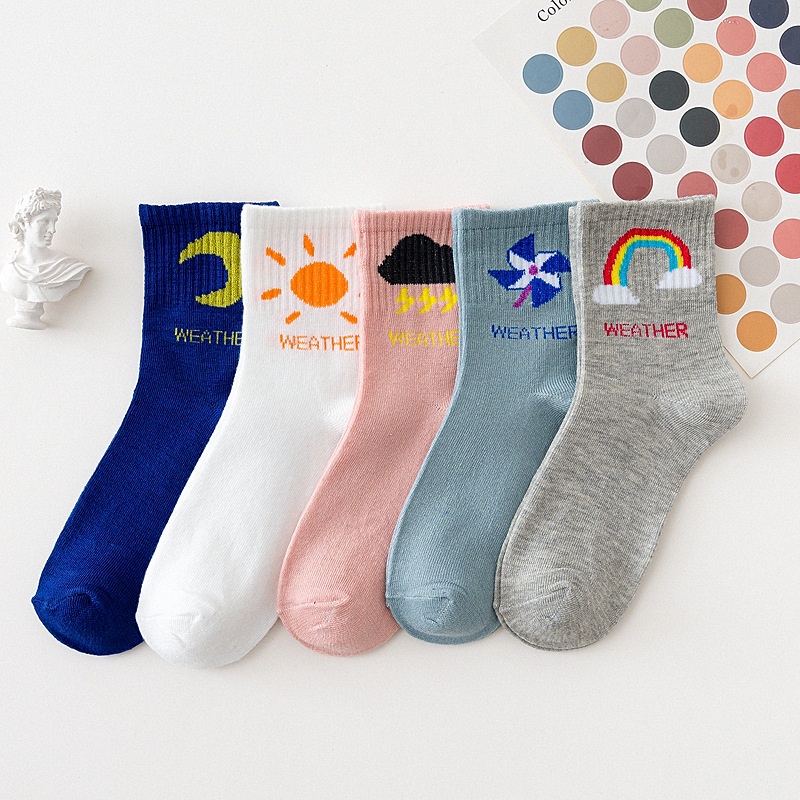 ⭐️𝐈𝐇𝐒 𝟕𝟗𝟗 𝐋𝐚𝐦𝐩𝐮𝐧𝐠⭐️Kaos Kaki Pria Wanita Motif Cuaca Kaos Kaki Panjang Weather Socks Import