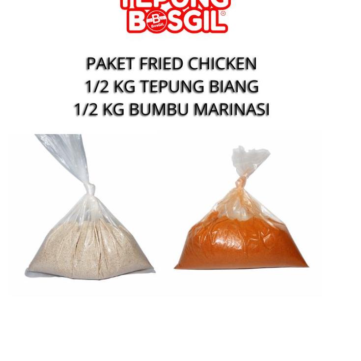 

◘ Paket tepung Premium Fried Chicken (1/2 kg tepung biang dan 1/2 kg tepung marinasi) ✽