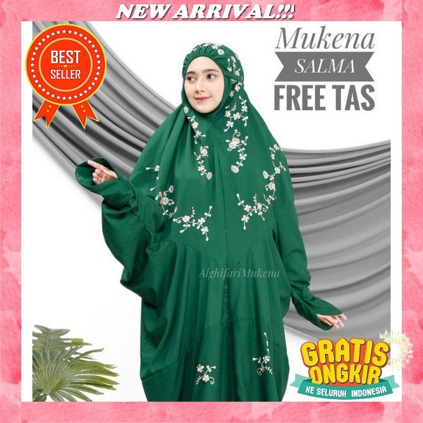 Mukena Terusan White Putih Polos Dewasa Jumbo Rayon Handprint Bahan Adem Mukena Lajuran Jumbo Putih 