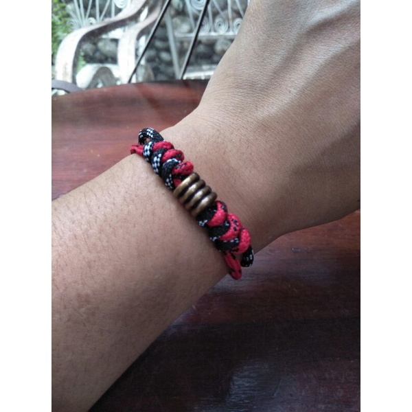 GELANG PRIA GELANG WANITA GELANG UNISEX PRUSIK 2 LAYER PARACORD STOPER BESI