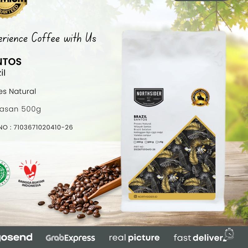 

☞ BIJI KOPI ARABIKA BRAZIL SANTOS NATURAL - 500GR NORTHSIDER COFFEE ☃