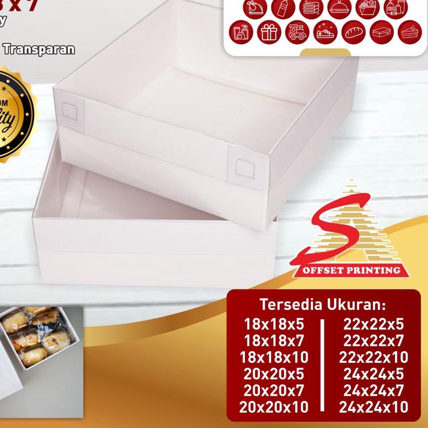 

☚ 18 x 18 x 7 Box Hampers tutup mika/box dus kemasan Pudding/Spiku/Marmer cake/cake/lapis legit ✪