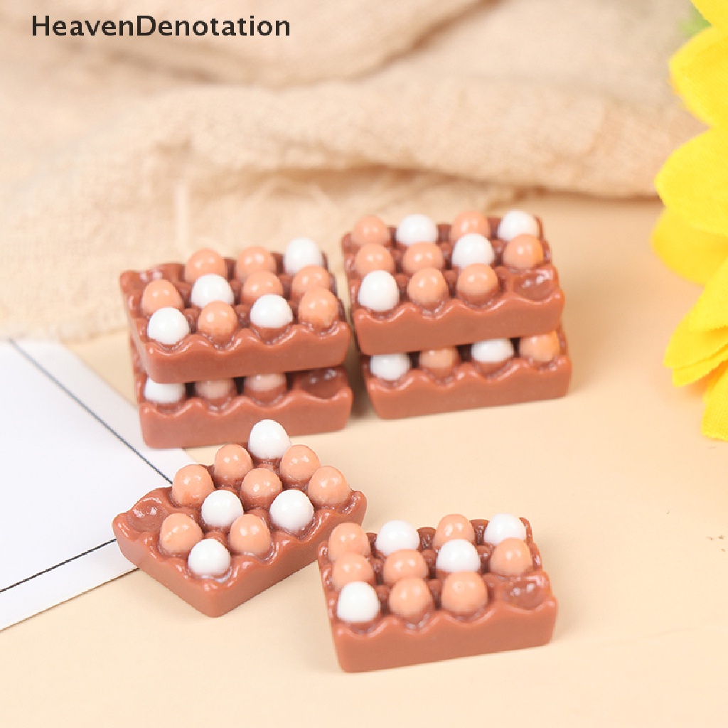 [HeavenDenotation] 6pcs 1: 12 Dollhouse Miniature Eggs Kitchen Food Model Kitchen Decor HDV