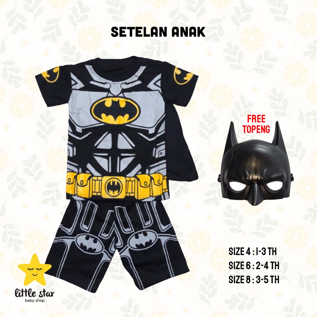 Setelan Anak Cowok | Setelan Superhero Anak | Set Baju Superhero Boy