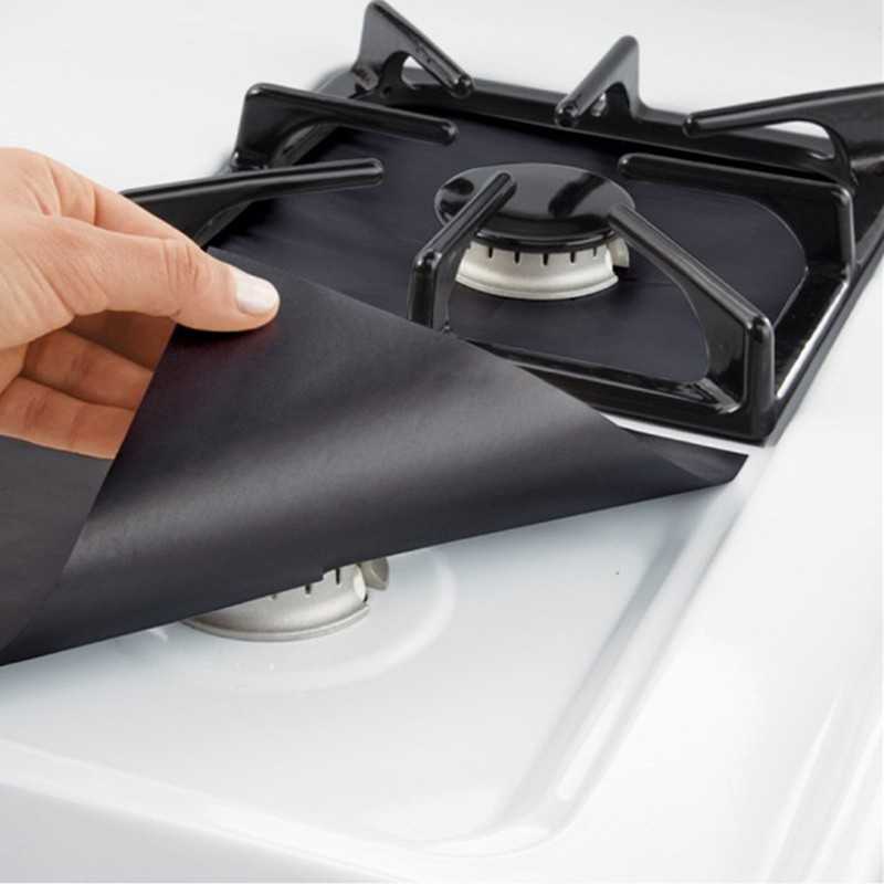 (BISA COD) FTIHSHP Alas Cover Kompor Reusable Stovetop Burner Protector 27x27cm 4PCS - CM-KW0288