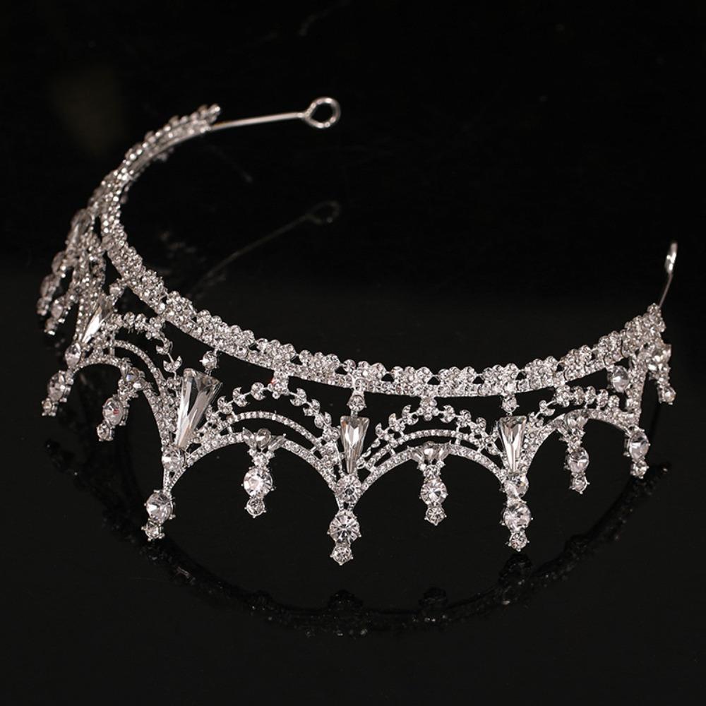 NEEDWAY Needway Berlian Tiara Pernikahan Mewah Cantik Zinc Alloy Untuk Pengantin Wanita Mahkota Bunga Hiasan Kepala Headband Baroque Untuk Wanita Gaya Korea Tiara