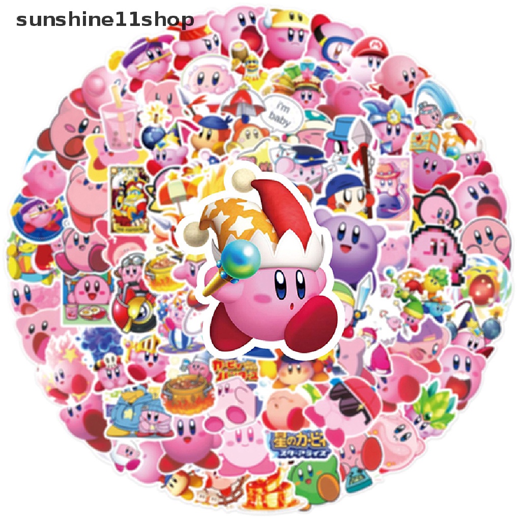 Sho 100Pcs Kartun Kirby Stiker Laptop Gitar Skateboard Tahan Air Decals N