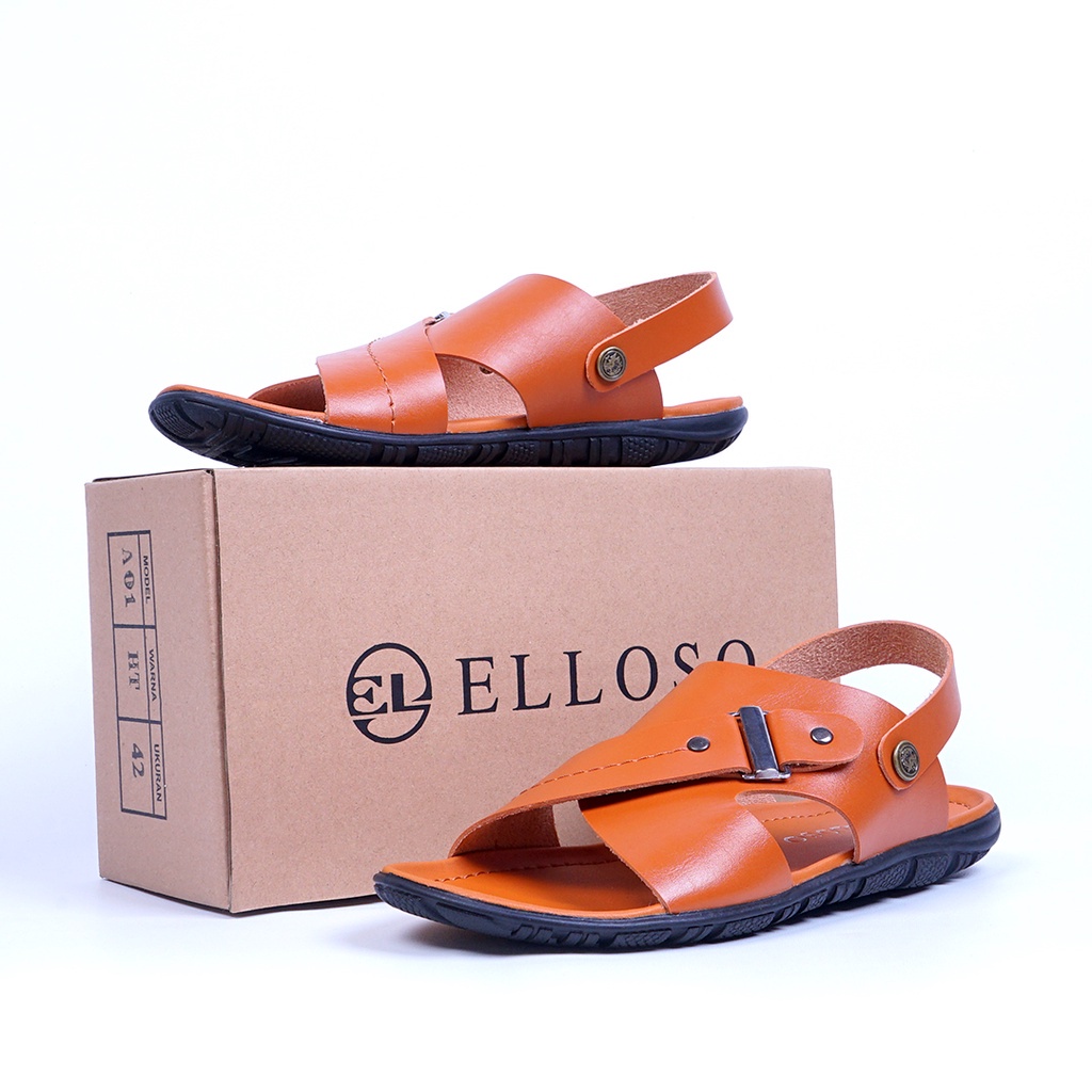 Sandal Kulit Sendal Slop Keren Kekinian Casual Original Kulit Pu  Model Terbaru ESD02 Produk Premium Cod BISA COD