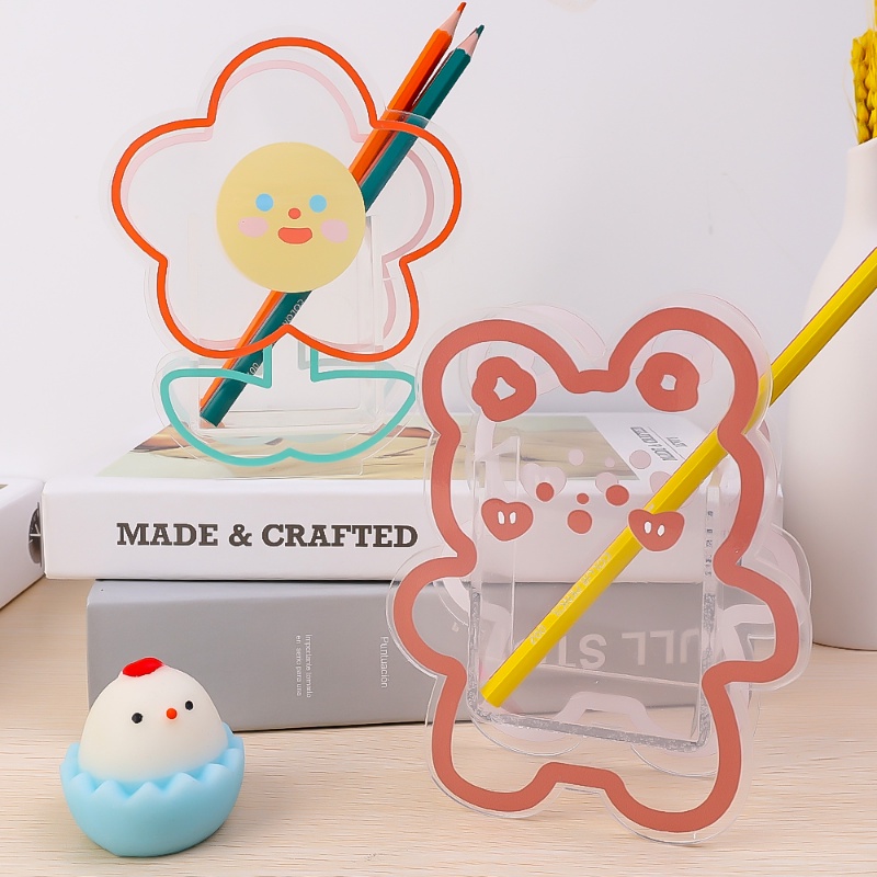 Kamar Ikat Bunga Memegang Toples Ins Gaya Makeup Brushes Kotak Penyimpanan Kartun Bening Arcylic Pulpen Ember Desktop Serba Serbi Mengelola Wadah