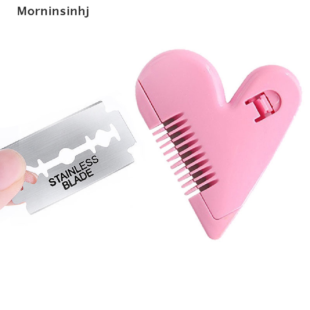 Mornin New Pink Mini Hair Trimmer Love Heart Shape Hair Cutg Comb Dengan Pisau id