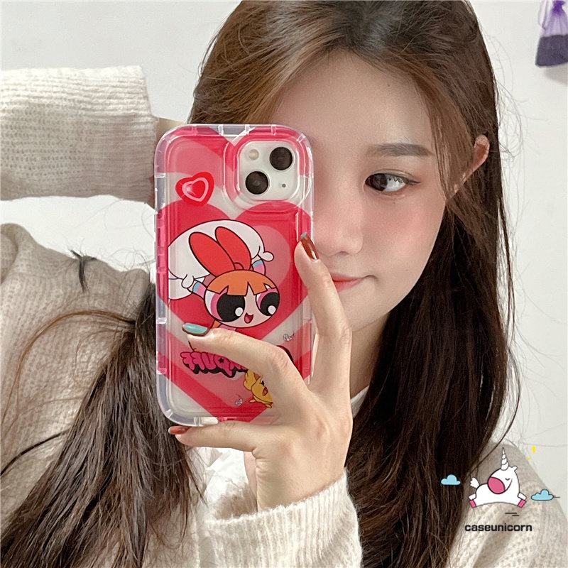 Untuk Xiaomi Redmi 10 12C 9 10C 9A 9T A1 9C NFC 10A Redmi Note10 11s 11 10s 9 8 POCO F4 Note10 Kartun The Powerpuff Gadis Gradiasi Cinta Hati Lembut TPU Airbag Shockproof Case