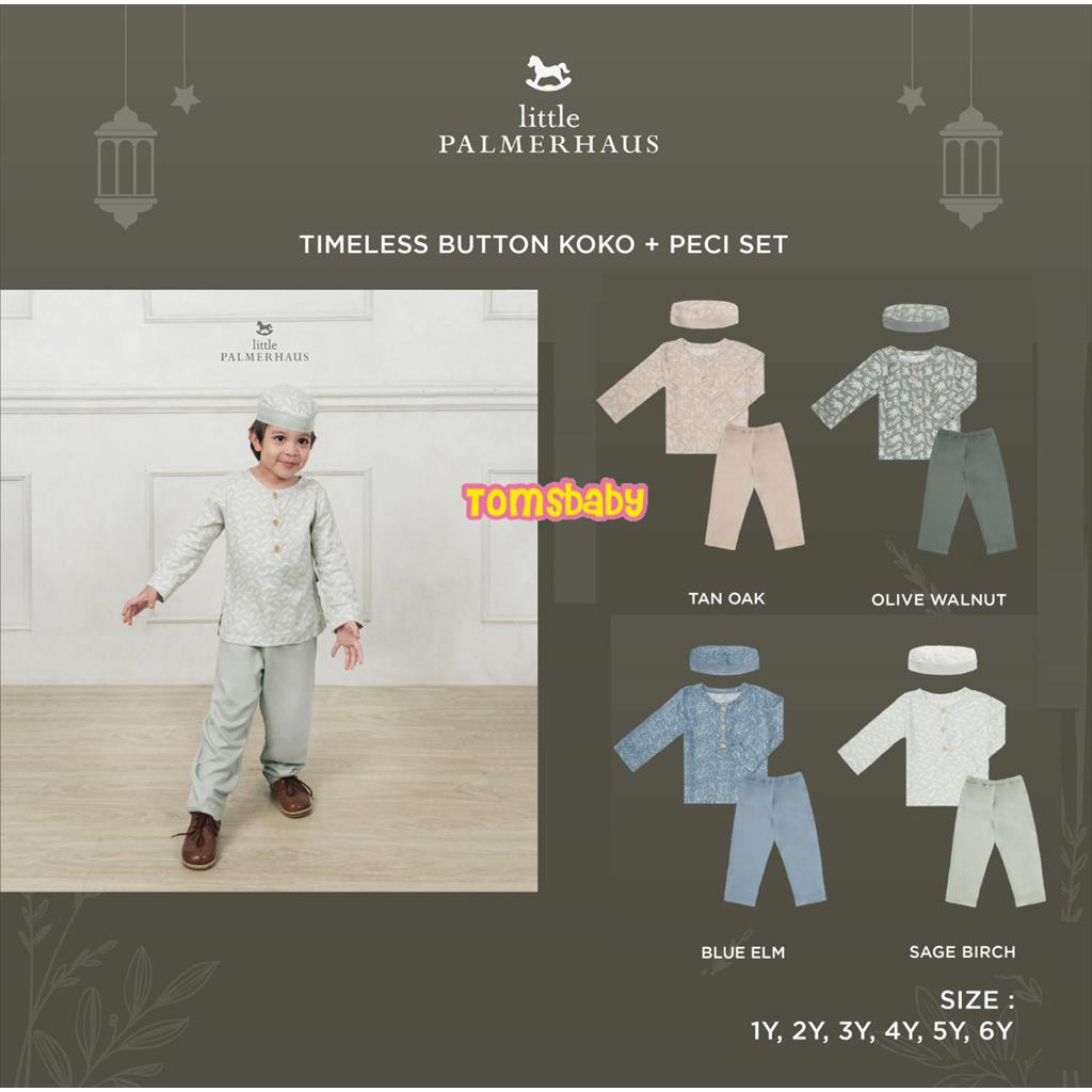 [TOMS] LITTLE PALMERHAUS (1stel) Timeless Button Koko Set + Peci Blissful Ramadhan RAYA COLLECTION Idul Fitri Lebaran 2023