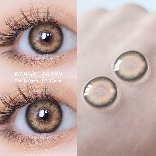 [★COD★]Softlens2PCS RICHGIRL GRAY-BROWN/ Kawaii Lensa Kontak/DIA 14mm NORMAL &amp; MINUS (0.00) / softlen/ softlense / emoticon /Mata Kore/Terbaik Tahun Ini / BIO TRUE LENS SOLUTION 75ML - CAIRAN UNTUK CUCI DAN RENDAM SOFTLES