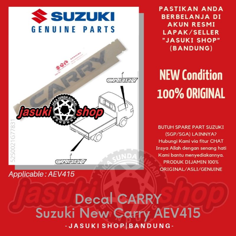 Decal Emblem Emblim Sticker Stiker Logo Label CARRY Suzuki New Carry AEV415 Asli Ori Original SGP