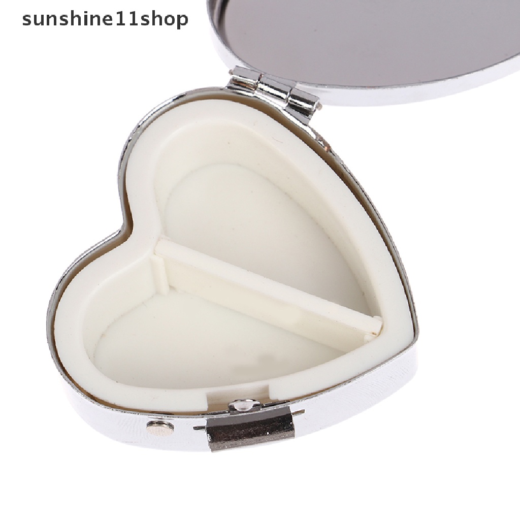 Sho Kotak Pil Kecil Bentuk Hati Portable Metal PillBox Candy Organizer Container N