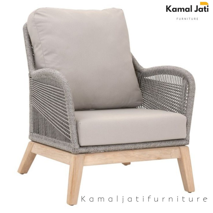 kursi teras minimalis outdoor, kursi taman, kursi tamu single anyaman