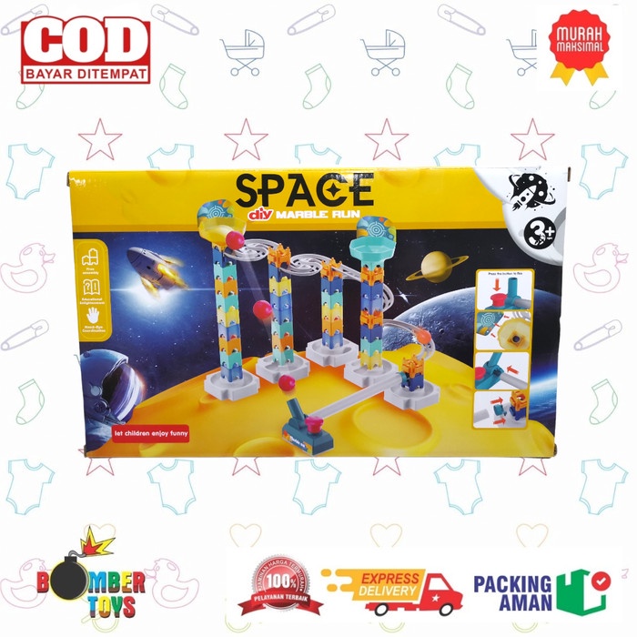 MAINAN ANAK EDUKASI DIY MARBLE RUN SPACE KREATIF SERU KADO TERBAIK SNI