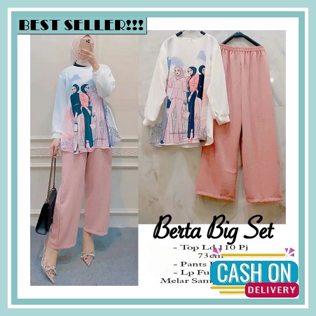 Setelan Wanita Eira One Set 2In1 Setelan Wanita Terbaru 2022 Bahan Mosscrape Dapat Atasan + Celana W